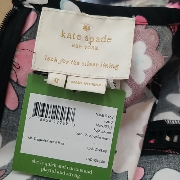 SOLD...NWT KATE SPADE Casa Flora Poplin Dress 0 - Picture 9 of 9